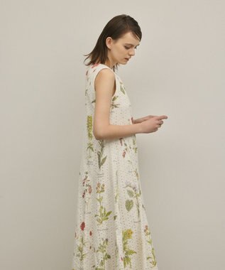 GRACE CONTINENTAL カットワークプリントワンピース ホワイト