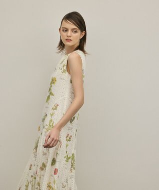 GRACE CONTINENTAL カットワークプリントワンピース ホワイト