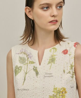 GRACE CONTINENTAL カットワークプリントワンピース ホワイト