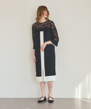 GRACE CONTINENTAL レースコンビバイカラーワンピース