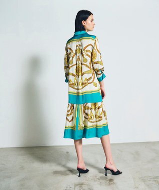 GRACE CONTINENTAL スカーフプリントシャツドレス グリーン