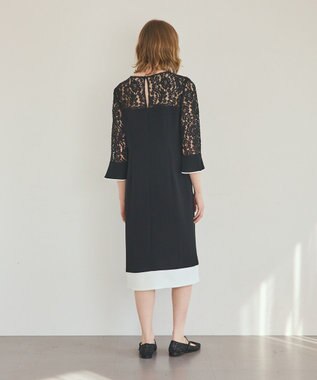 GRACE CONTINENTAL レースコンビバイカラーワンピース ブラック