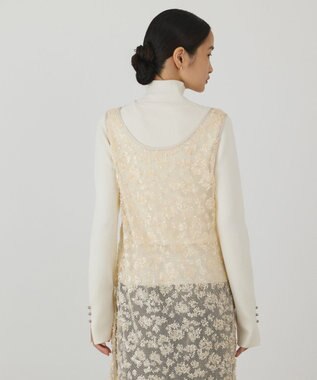 GRACE CONTINENTAL スパン刺繍メッシュワンピース ベージュ