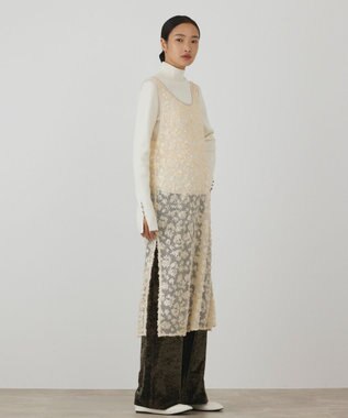 GRACE CONTINENTAL スパン刺繍メッシュワンピース ベージュ