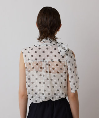 GRACE CONTINENTAL ドットオパールボウタイノースリーブ ホワイト