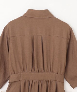 GRACE CONTINENTAL リネンタッチサファリドレス ブラウン