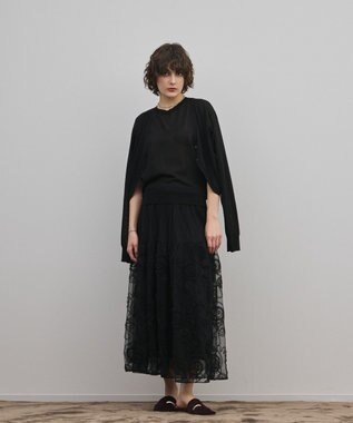 GRACE CONTINENTAL 刺繍チュールスカート ブラック