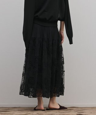 GRACE CONTINENTAL 刺繍チュールスカート ブラック