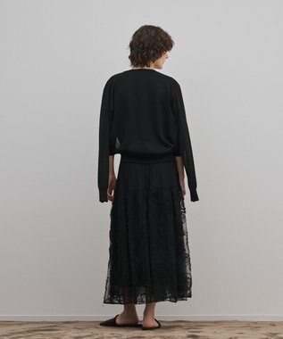 GRACE CONTINENTAL 刺繍チュールスカート ブラック