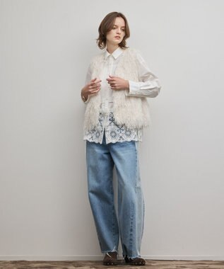 GRACE CONTINENTAL フリンジベスト ホワイト