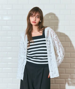 GRACE CONTINENTAL ボーダーニットキャミ ブラック