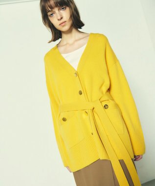 GRACE CONTINENTAL メリノウールニットカーディガン イエロー