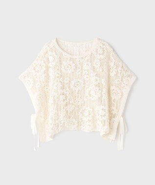 GRACE CONTINENTAL メッシュエンブロイダリーポンチョトップ キナリ