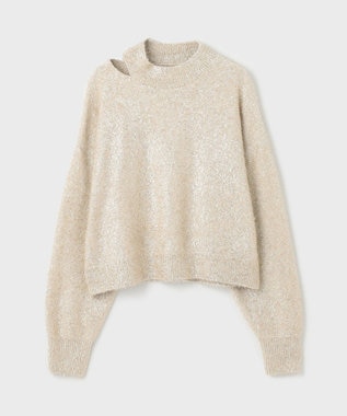 GRACE CONTINENTAL ラメフェザーニットトップ ゴールド