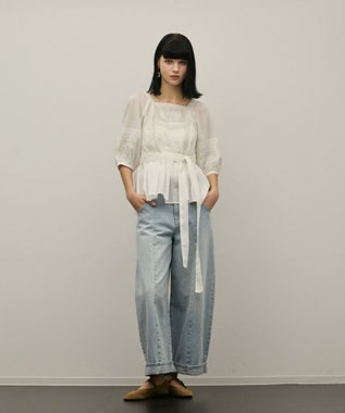 GRACE CONTINENTAL レースコンビピンタックブラウス ホワイト