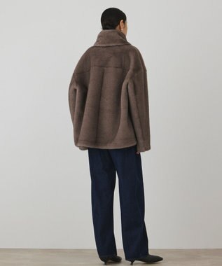 GRACE CONTINENTAL フェイクミンクストール付ジャケット グレー