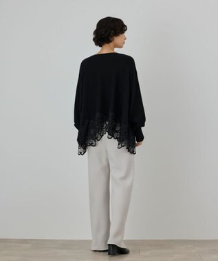 GRACE CONTINENTAL ヘムレースニットトップ ブラック