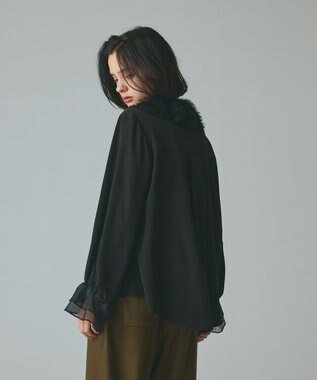 GRACE CONTINENTAL フェザーチュールカラーブラウス ブラック