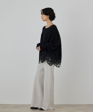 GRACE CONTINENTAL ヘムレースニットトップ ブラック