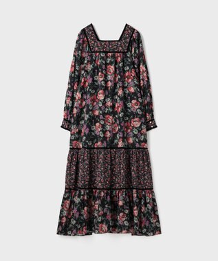 GRACE CONTINENTAL ボタニカルティアードワンピース ブラック