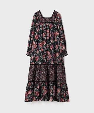 GRACE CONTINENTAL ボタニカルティアードワンピース ブラック
