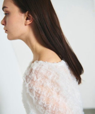 GRACE CONTINENTAL チュール刺繍トップ ホワイト