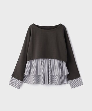 GRACE CONTINENTAL タックフリルヘムカットトップ グレー