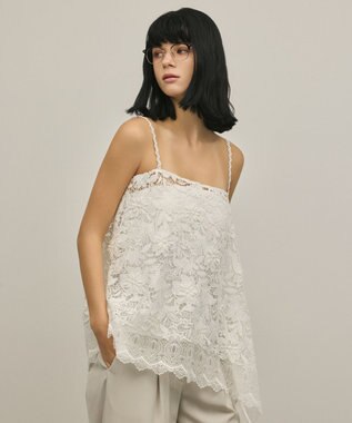 GRACE CONTINENTAL フラワーレースキャミソール ホワイト