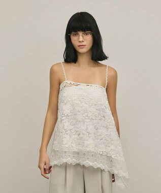 GRACE CONTINENTAL フラワーレースキャミソール ホワイト