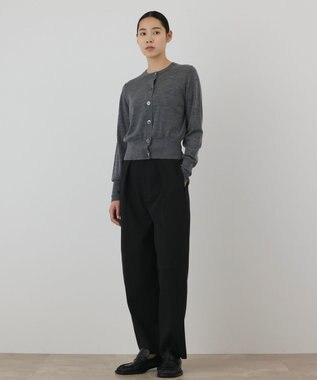 GRACE CONTINENTAL バイカラーウールニットカーディガン グレー