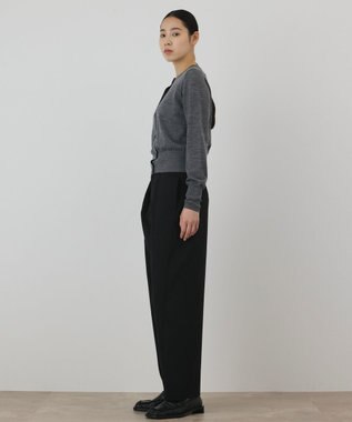 GRACE CONTINENTAL バイカラーウールニットカーディガン グレー