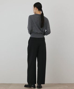 GRACE CONTINENTAL バイカラーウールニットカーディガン グレー