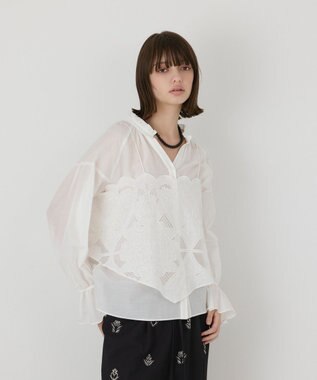 GRACE CONTINENTAL カットワークキャミ付カフタンブラウス