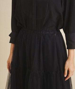 GRACE CONTINENTAL ブラックタフタオーバースカート ブラック