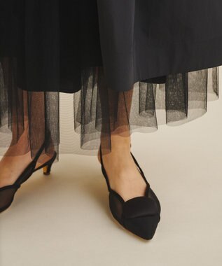 GRACE CONTINENTAL ブラックタフタオーバースカート ブラック