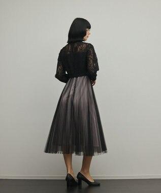GRACE CONTINENTAL コードレースプリーツワンピース ブラック