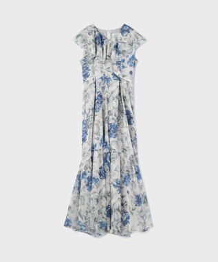 GRACE CONTINENTAL フラワープリントフリルワンピース ベージュ