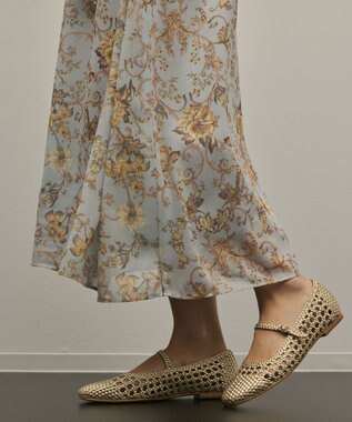 GRACE CONTINENTAL サラサプリントフリルカラーワンピース サックス