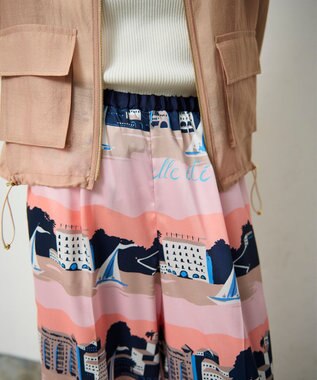 GRACE CONTINENTAL マリンプリントイージーパンツ ピンク