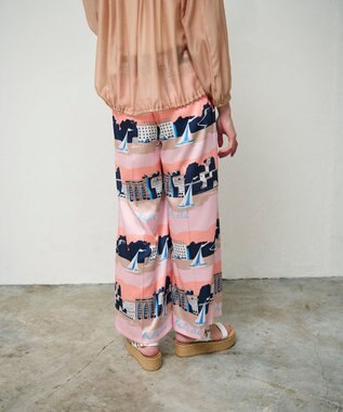 GRACE CONTINENTAL マリンプリントイージーパンツ ピンク