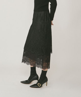 GRACE CONTINENTAL レースレイヤードスカート ブラック