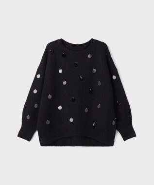 GRACE CONTINENTAL スパンコールニットトップ ブラック