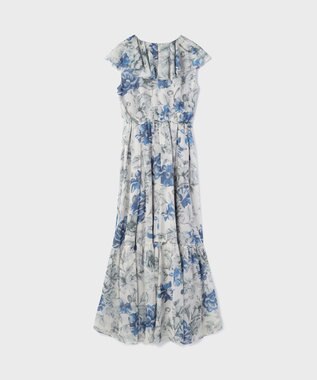 GRACE CONTINENTAL フラワープリントフリルワンピース ベージュ