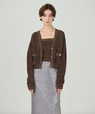 GRACE CONTINENTAL モールニットカーディガン ブラウン