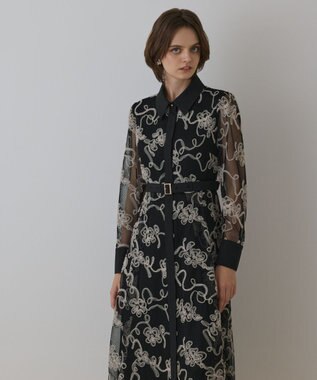 GRACE CONTINENTAL チュールコードレースワンピース ブラック