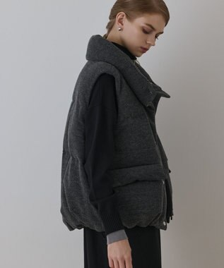 GRACE CONTINENTAL スタンドニットダウンベスト グレー