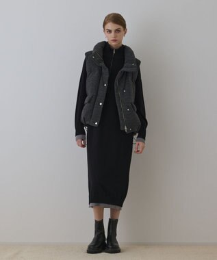 GRACE CONTINENTAL スタンドニットダウンベスト グレー