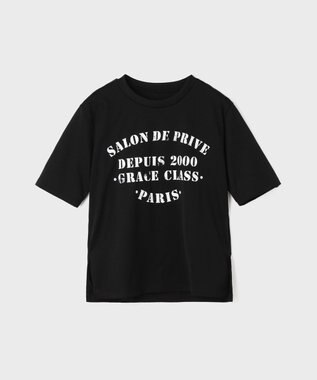 GRACE CONTINENTAL ステンシルレタードT ブラック