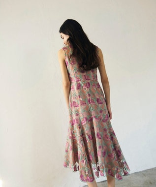 GRACE CONTINENTAL フラワー刺繍チュールドレス ピンク