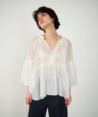 GRACE CONTINENTAL ギャザーカフタントップ キナリ